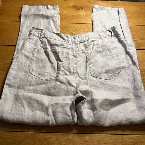 J. Jill linen pants gray white 14 - Picture 8 of 9
